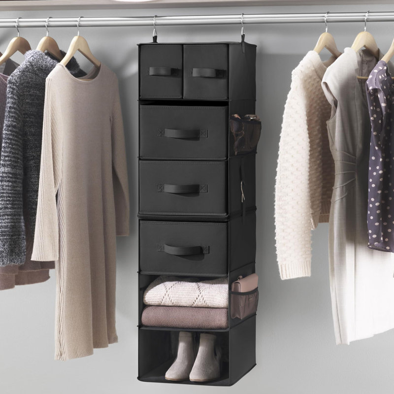 Rangement suspendu multifonctionnel avec tiroirs - 5 sections, Noir