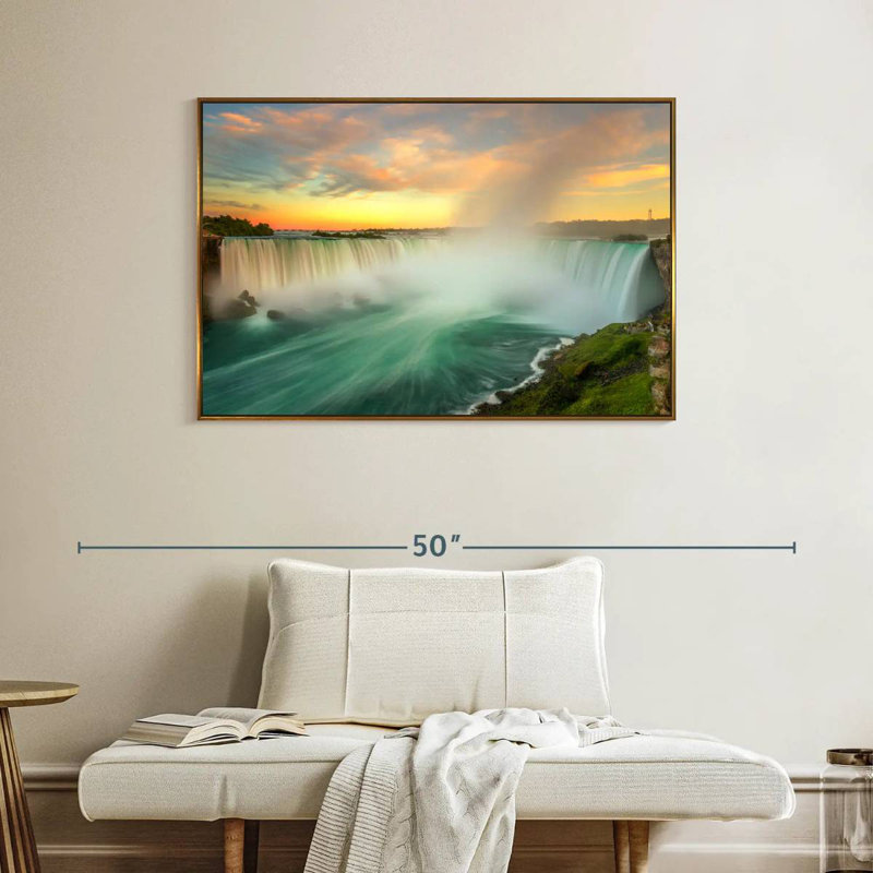 Paysage des chutes du Niagara, Cadre flottant doré, 40 po x 27 po