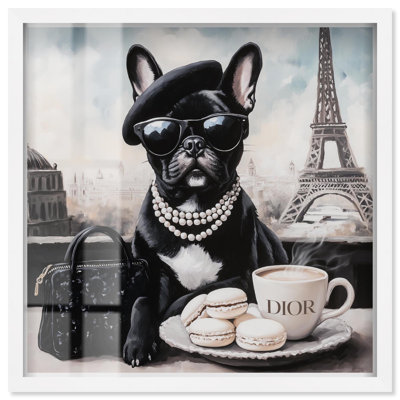 «Frenchie in Paris Treats Shadowbox Print» par Art Remedy