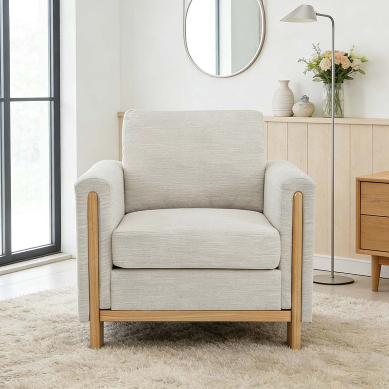 Fauteuil rembourré en tissu, Beige
