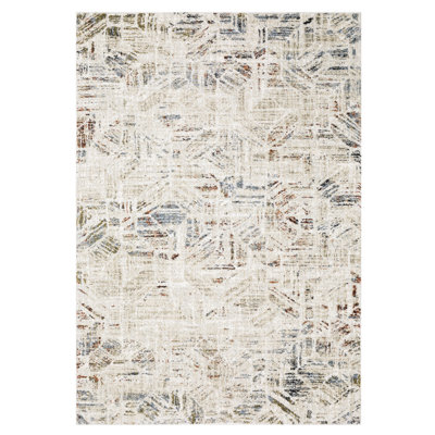 Genesis Modern Distressed Geometric Beige/Multi Area Rug