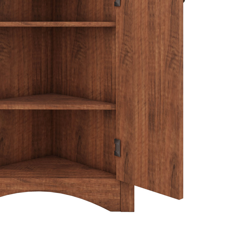 Armoire d'angle triangulaire avec tablettes réglables et portes élégantes, Brun