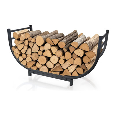 Didadi 30 Inch Indoor Outdoor Log Firewood Holder, Curved Firewood Rack, Metal Fireplace Wood Storage, Waterproof & Rustproof