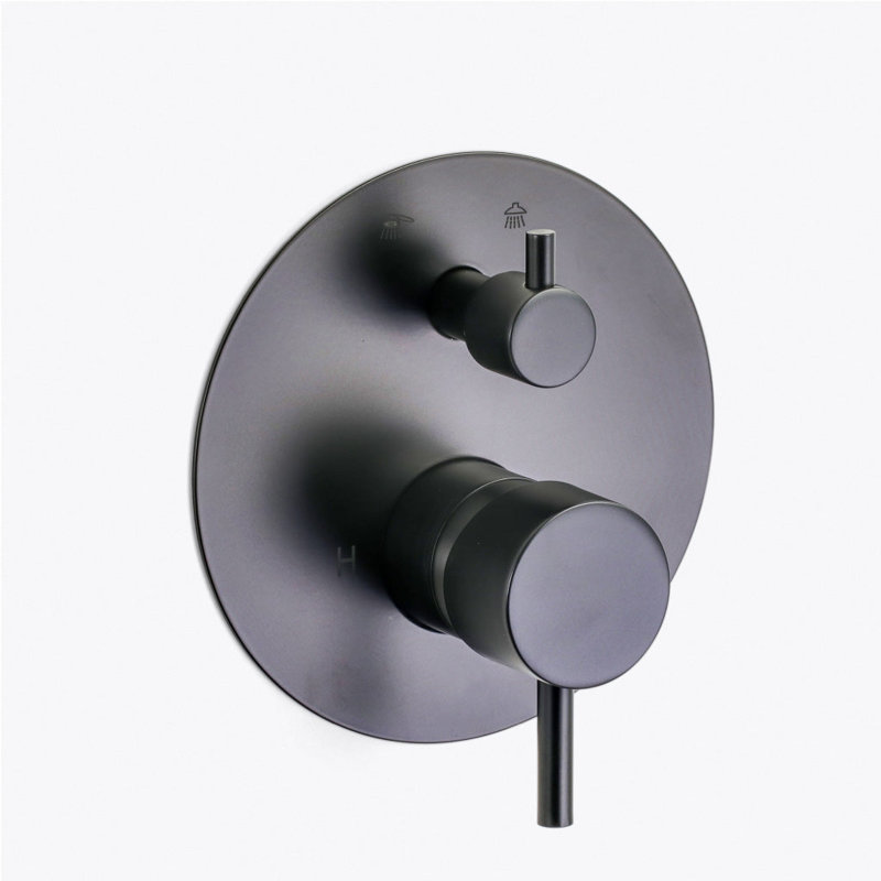 Metro 2-Way Pressure Balance Trim Complete Shower Set - Wall Mount - 8" Brass/Matt Black