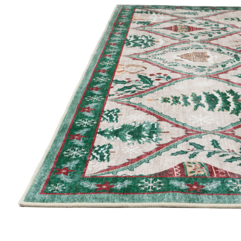 Tapis de Noël à motif marocain Laziya, Rectangle 5 pi x 7 pi