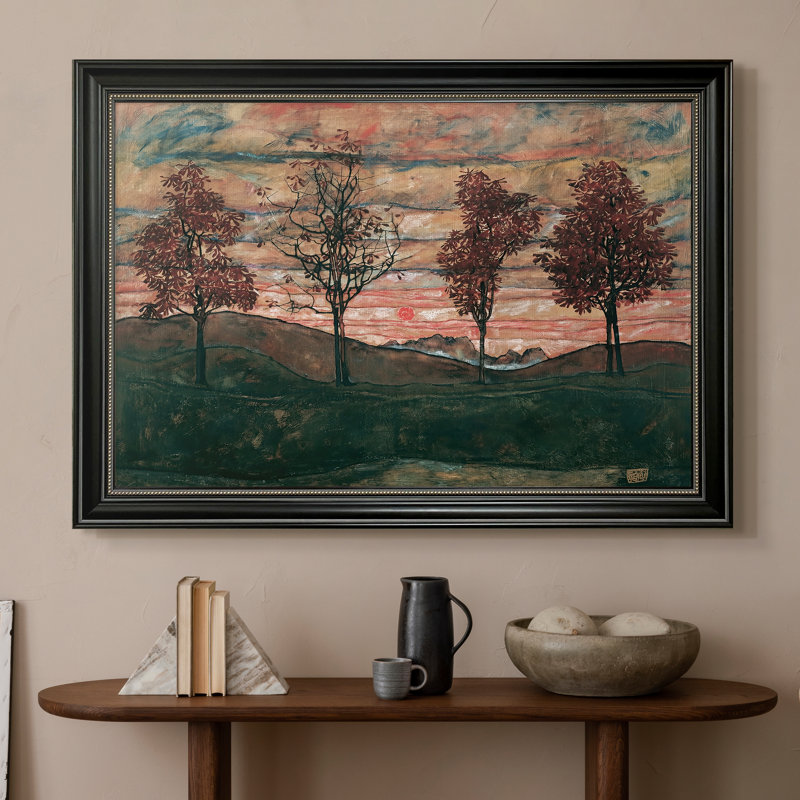 Quatre arbres (Vier Bäume), 1917-Egon Schiele-Toile encadrée personnalisée, 16 po x 22 po, Toile avec cadre, Perle noire mate