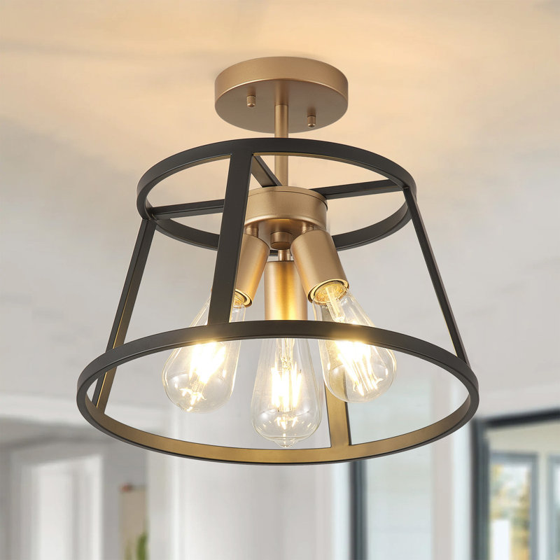 2-matte black dimmable industrial iron ceiling light