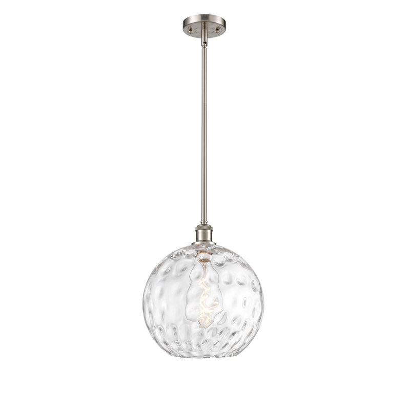 Luminaire suspendu sphérique 1 lumière Cindi, Ampoule non incluse, H 15 po x l 12 po x P 12 po, Nickel satiné brossé