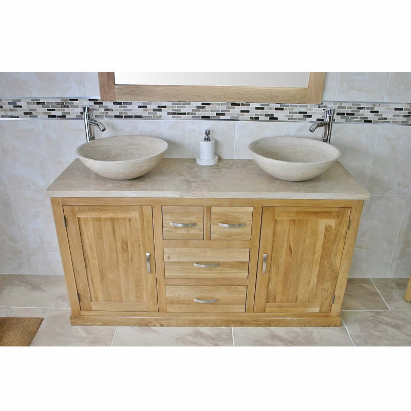 Debord 1430 mm Freestanding Double Vanity with Vessel Stone Basin