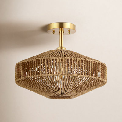 Loran Rattan Semi Flush Mount