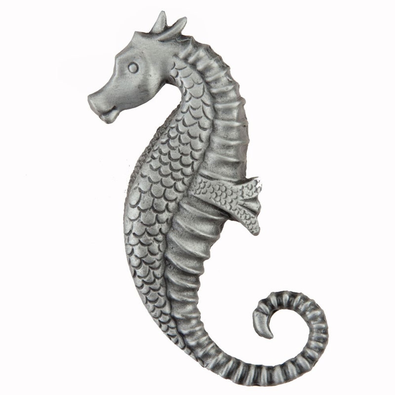 Poignée d'armoire Seahorse, Étain antique
