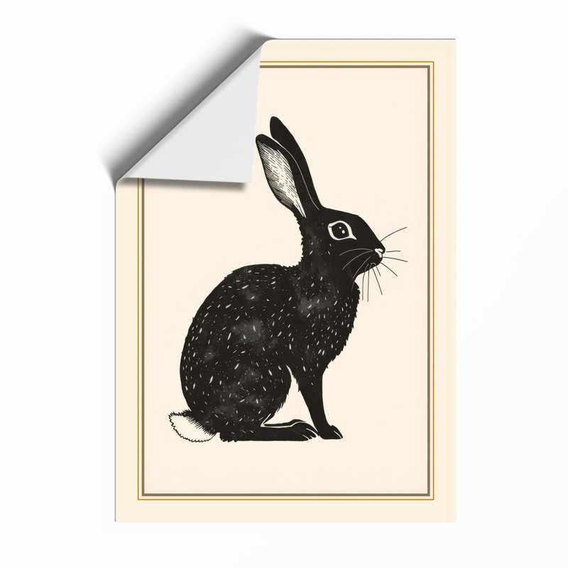 Rabbit in Silence Minimalist - Framed Print, Unframed, A3 - 42.0 x 29.7 cm