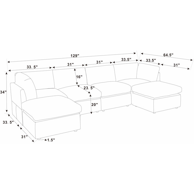 Canapé modulaire de coin avec repose-pieds Annai, Rose