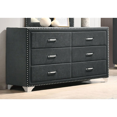 Orton 6-drawer Upholstered Dresser Grey