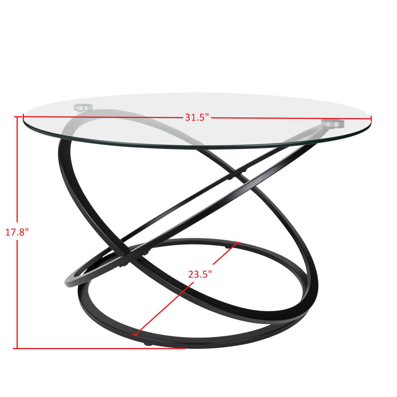 Dimitri Galaxy Tempered Glass Round Coffee Table, Black