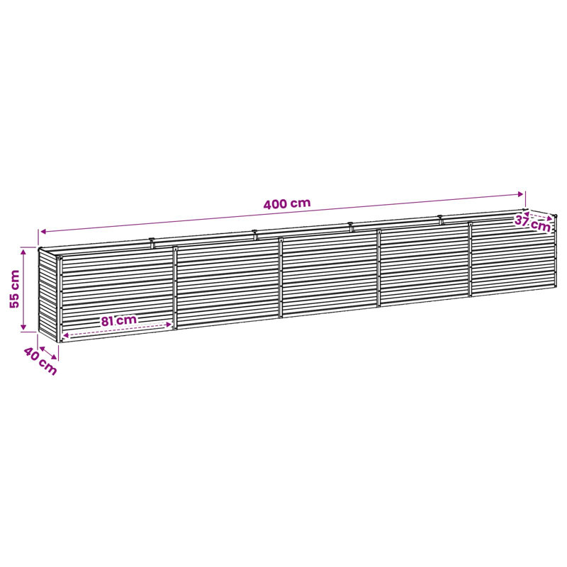Outdoor Raised Garden Bed, 55cm H x 400cm W x 40cm D, Ivory