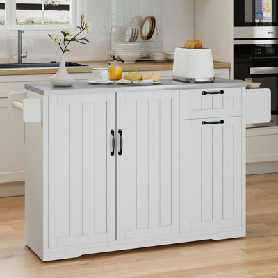 Rolling Mobile Kitchen Island With Stainless Steel Counter Top & Drop Leaf by Ebern Designs