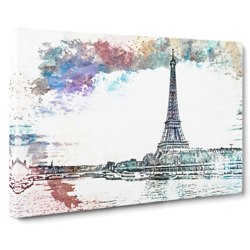 The Eiffel Tower in Paris France in Abstract - Wrapped Canvas, 35cm H x 50cm W x 3cm D
