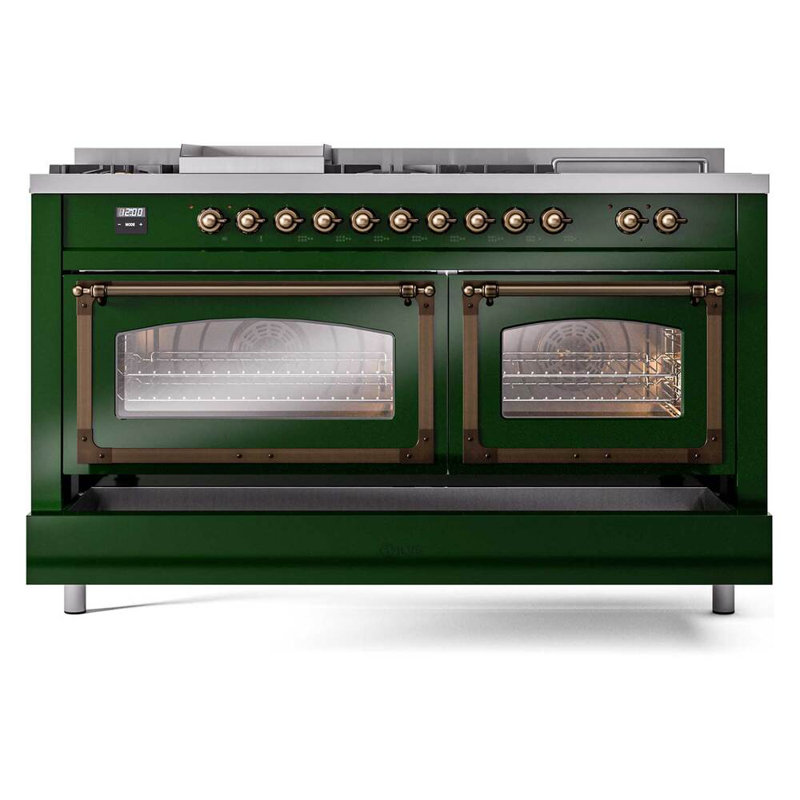 ILVE Nostalgie II Noblesse 60 po à 2 brûleurs, plaque chauffante, plaque de cuisson française, Blanc / Cuivre, Gaz naturel