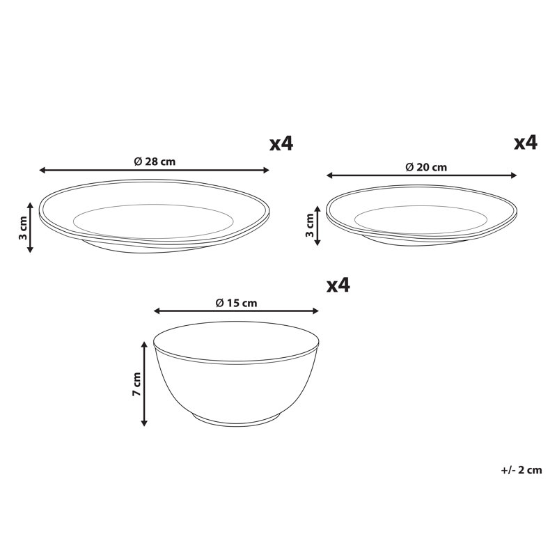 Set of 12 Dinnerware CHERVIL Stoneware Light, Beige