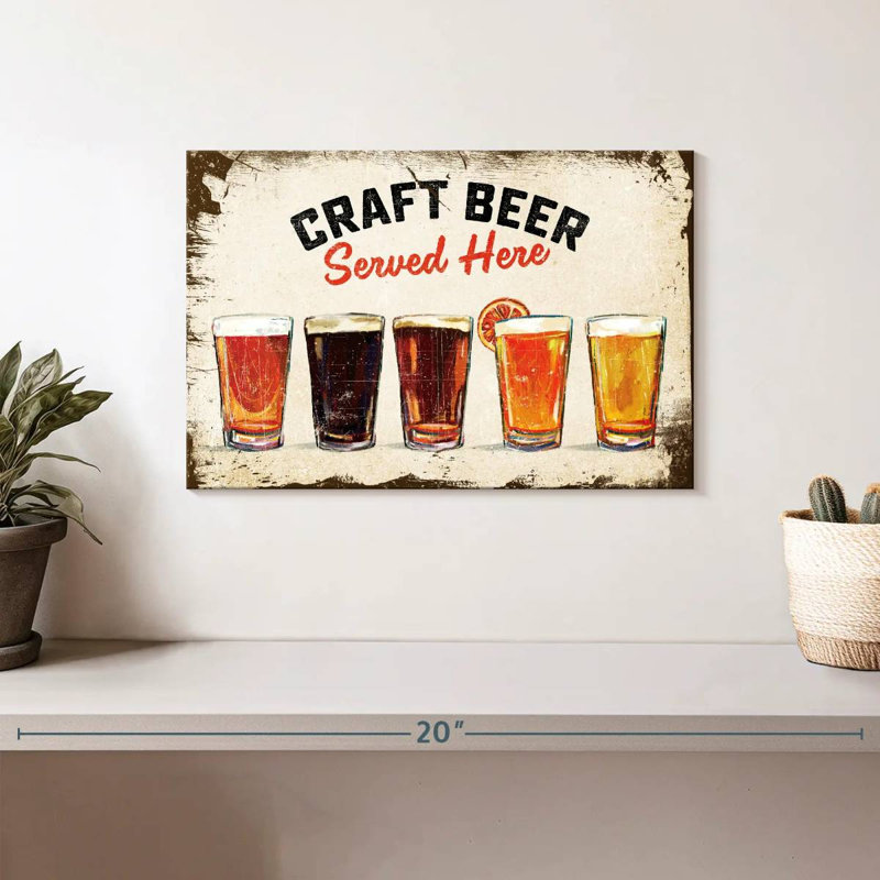 Plaque murale rétro «Craft Beer», H 8 po x l 12 po