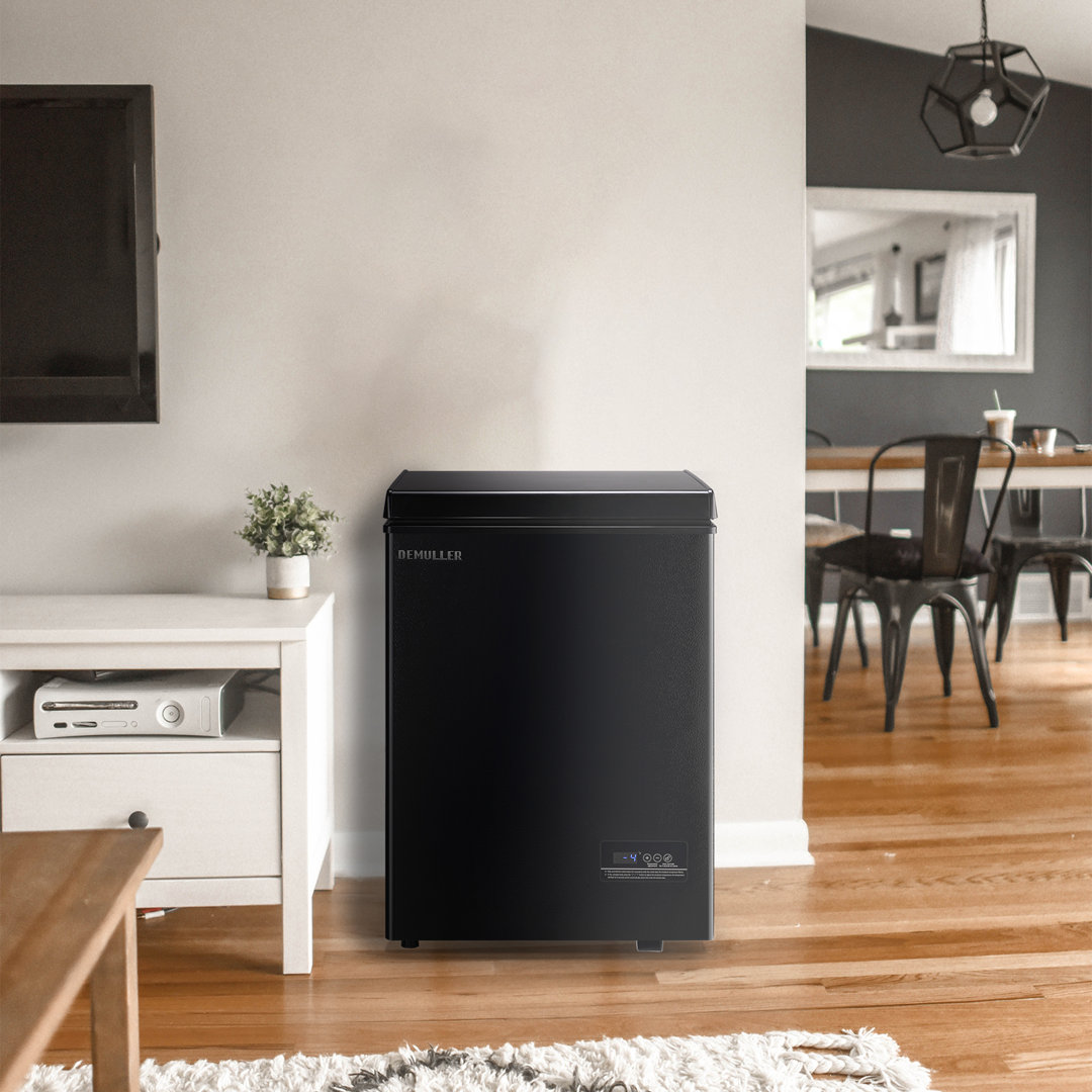 2.5 Cu.Ft Mini Deep Freezer Top Open Door Compact Freezer Chest Freezer with Precise Temperature Setting Removable Storage Basket for Home Apartment Garage DEMULLER 