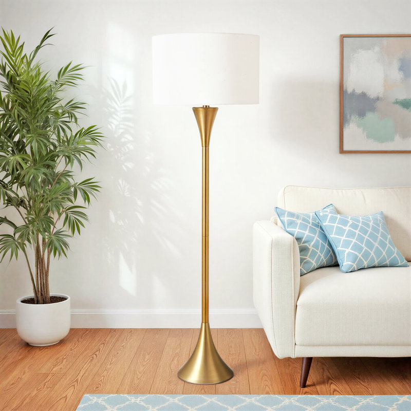 Lampe sur pied 65 po Macdonald, Or, White Linen
