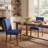 Upholstered Dining Chair, Blue Fabric Side Chair, Armless Modern Kitchen Chair with Solid Wood Legs-1304718755