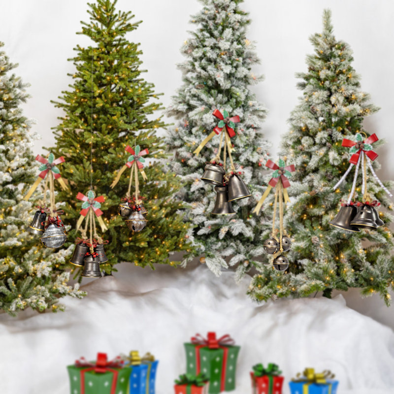 Ensemble de 6 décorations en forme de clochettes de Noël avec boucles décoratives World