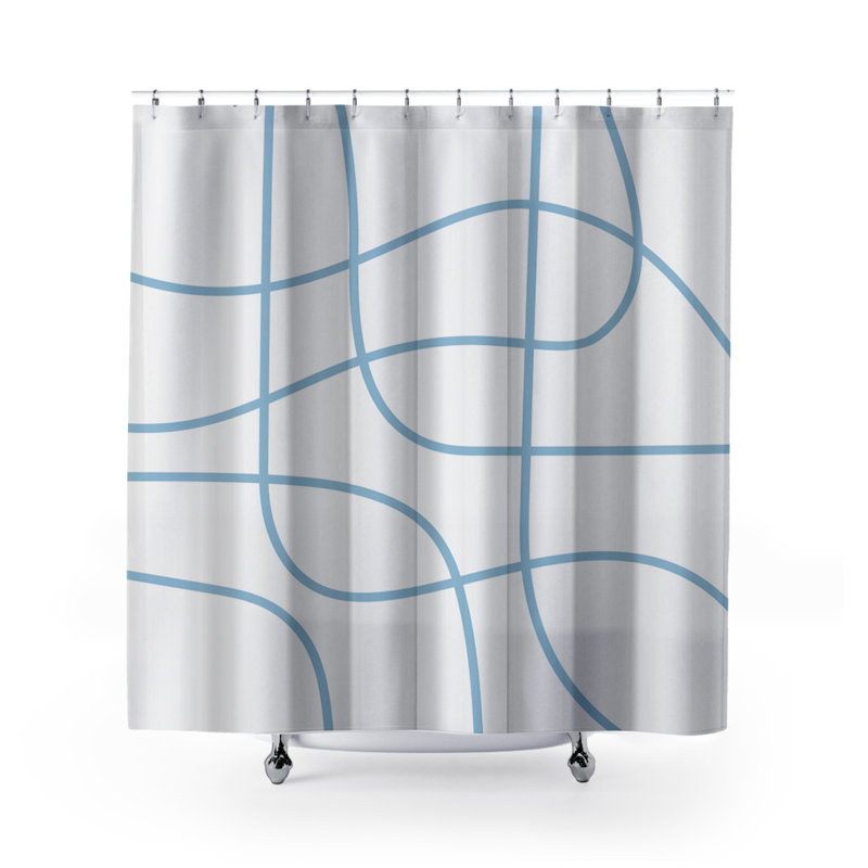 Coco Polyester Shower Curtain, Blue