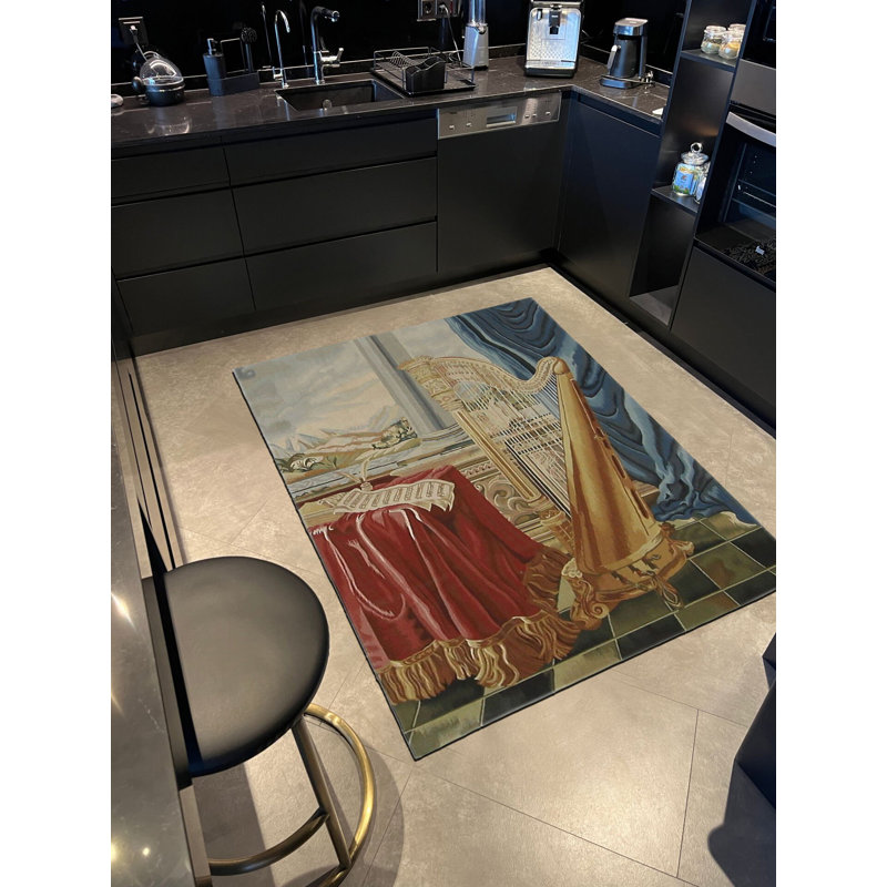 Tapis décoratif tissé sur le thème de l'histoire artistique, Rectangle 4 pi 11,06 po x 7 pi 6,55 po