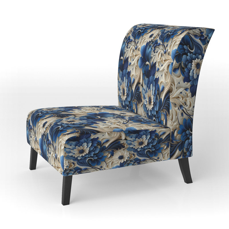 Rustic Victorian Brocade Victorian Pattern - Upholstered Floral Accent Chair Cottage Side Chair