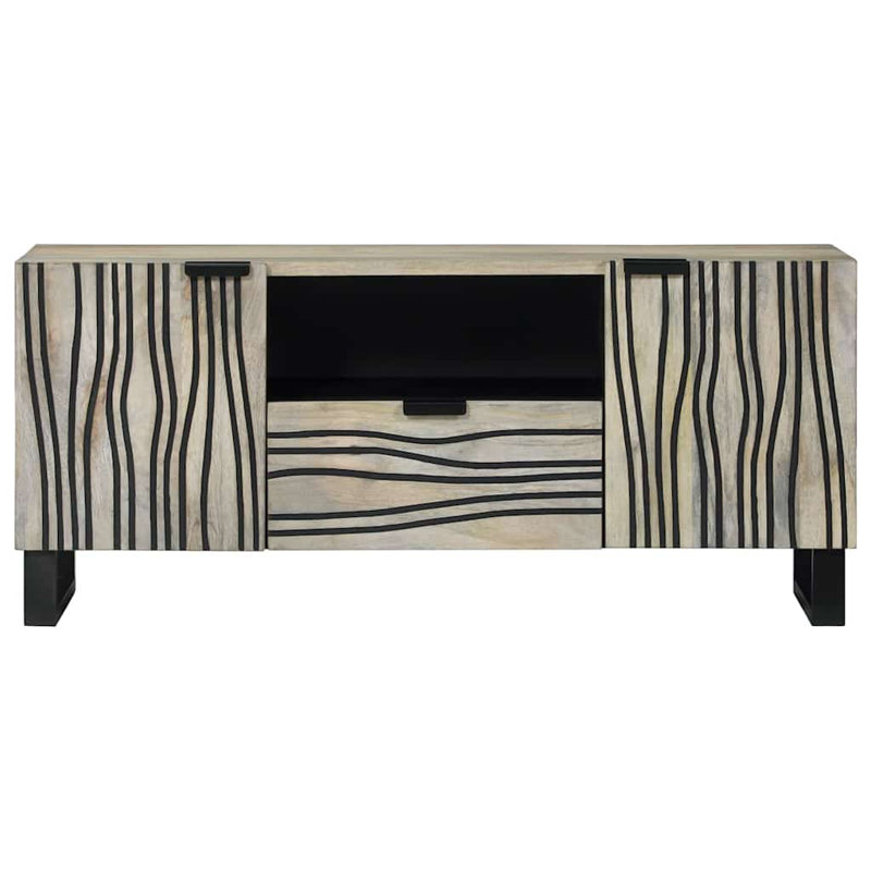 TV Cabinet With Drawer 105 X 33 X 46 Cm Solid Mango Wood, Gray