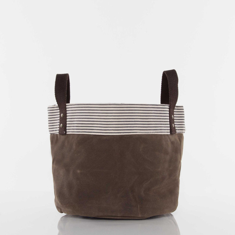 Bac de rangement en tissu ciré, Olive, Petit