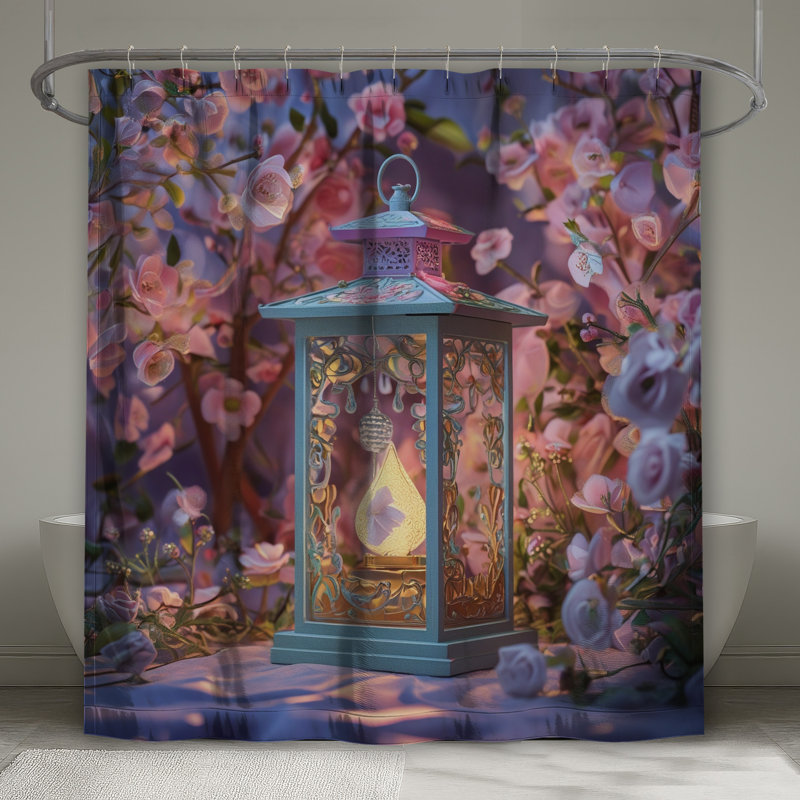 Lanterne florale avec rideaux de douche très longs, L 70 po x H 84 po