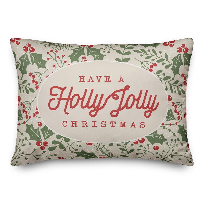  Holly Jolly Floral Rectangular Throw Cushion