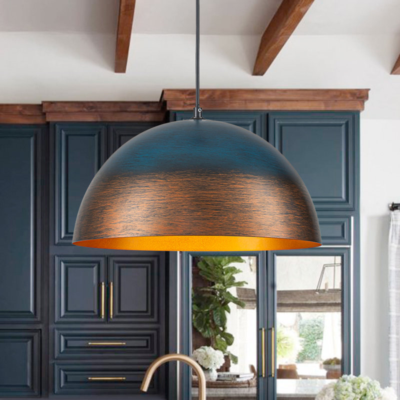 1 - Light Copper Painted Dome Shape Metal Pendant