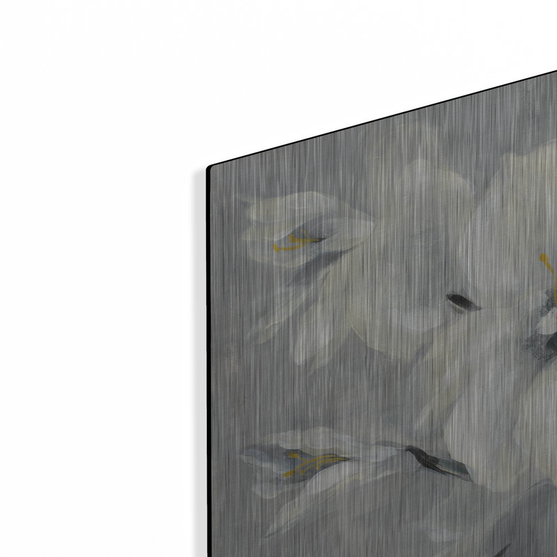 "Fleurs sur fond gris" par Silvia Vassileva, H 24 po x l 48 po