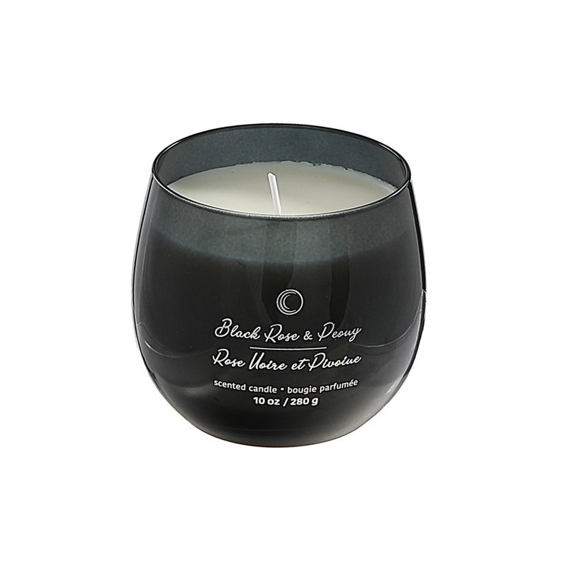 Bougie courbée 10 oz à haute brillance rose noire et pivoine