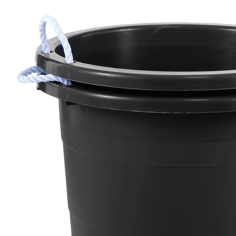  Ensemble de 2 bacs à poignée en corde de 19 gallons, seau de rangement en plastique, noir