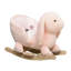 Lapin rose en bois avec siège à bascule et structure en acier