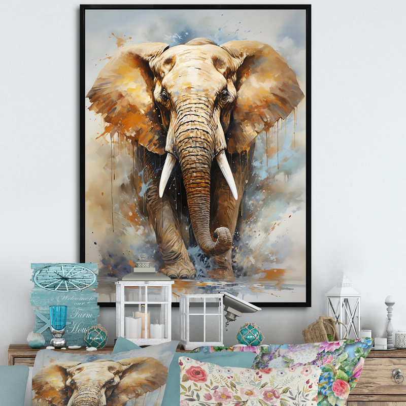 Magnifique portrait d'éléphant I, H 40 po x l 30 po x P 1,5 po, Cadre flottant noir