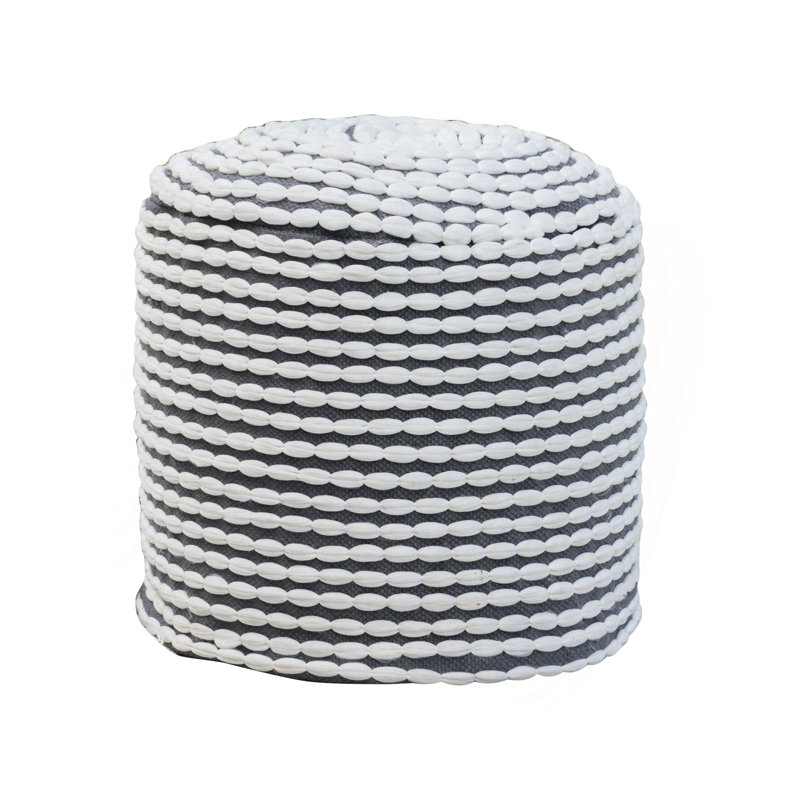 Pouf cylindrique fabriqué à la main résistant à l'eau de rivière (SEULEMENT OTTOMAN), Blanc