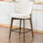 Mid-Century Modern Counter Stool, Fabric Upholstered Barstool with Wingback, Armless Counter Height Bar Stool With Wood Legs, Metal Footrest, For Kitchen Island Bar Counter, Beige, Single-119619502-124824999