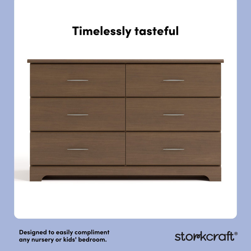 storkcraft brookside 6 drawer double dresser Black 6-Drawer Fastened with German cam locks and finished with high Brookside 6 Drawer Double Dresser