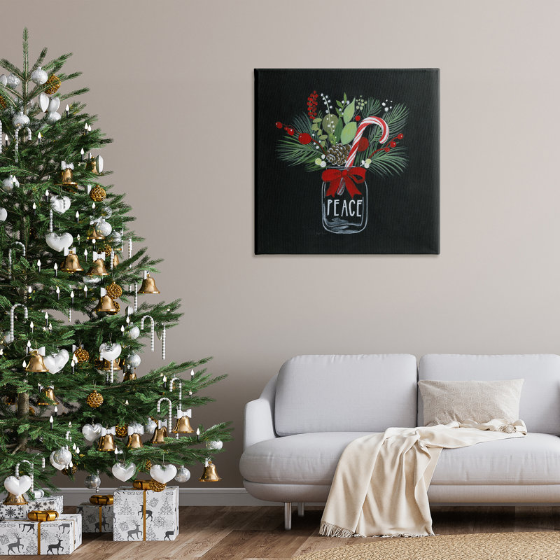 Art mural sur toile Peace Candy Cane Jar par Janet Tava, H 36 po x l 36 po