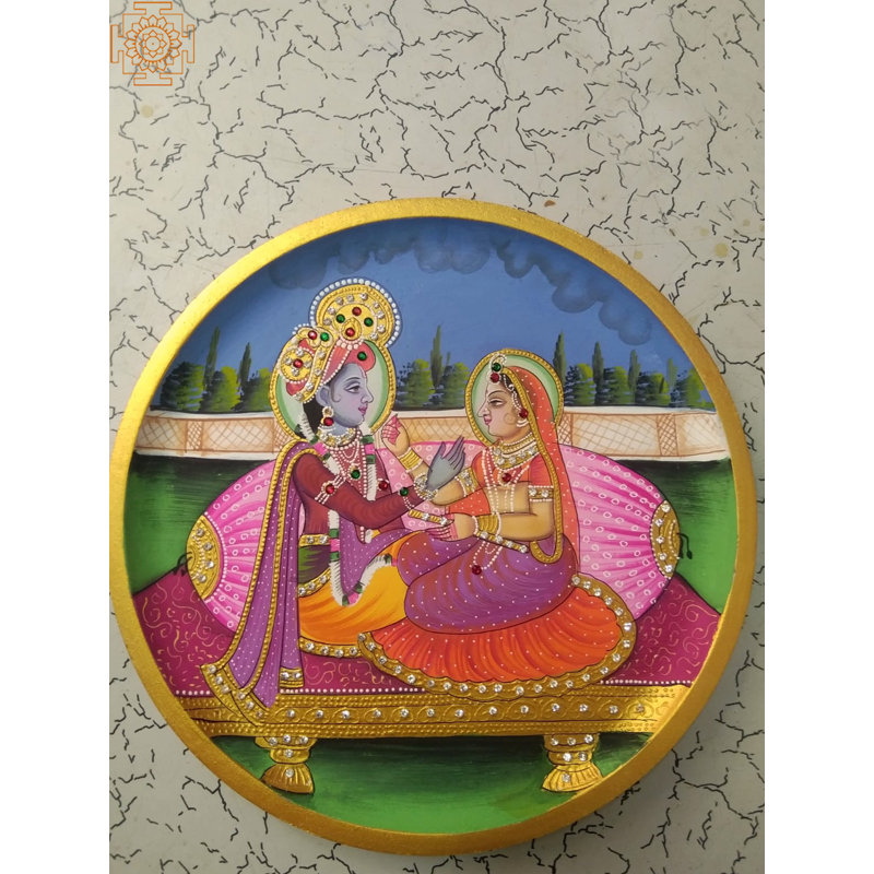 Radha Krishna assise sur Aasana | Bois MDF | Par Jagriti Bhardwaj