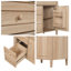 Meuble-lavabo de 30 po en grain de bois naturel avec lavabo en céramique, structure en bois massif, 1 tiroir escamotable, 1 support de porte et 2 tiroirs à fermeture en douceur (bois / bois clair)-1469748354