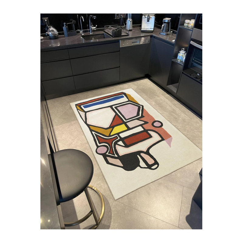 Multicolored Surrealist Design Figure Patterned Creative Modern Decorative Carpet, Rectangle 5'2" x 7'7"