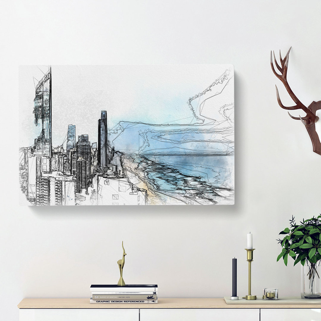 Gold Coast Skyline In The Clouds - Wrapped Canvas